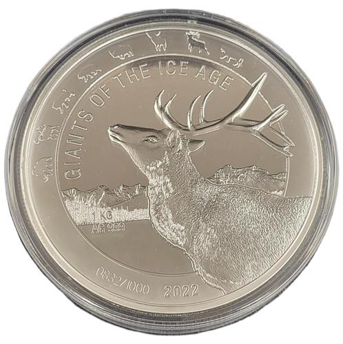 Ghana Giants of the Ice Age 1 kg 2022 Reindeer, Postzegels en Munten, Munten | Afrika, Losse munt, Zilver, Overige landen, Verzenden