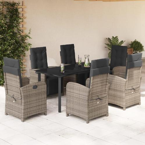 vidaXL 7-delige Tuinset met kussens poly rattan grijs, Tuin en Terras, Tuinsets en Loungesets, Tuinset, Nieuw, 6 zitplaatsen, Rotan