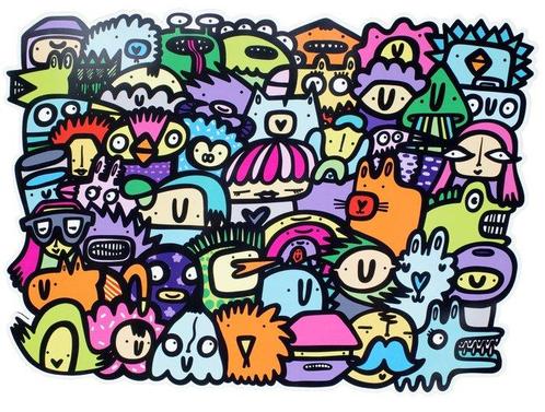 Kev Munday (1986) - All Together Now - Aluminium di-bond, Antiek en Kunst, Kunst | Designobjecten
