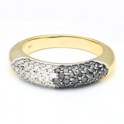 Ring - 14 karaat Geel goud -  0.93ct. tw. Diamant, Sieraden, Tassen en Uiterlijk, Antieke sieraden