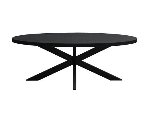Kala Ovale Eettafel Zwart 210 / 240 cm | Livingfurn -210x100, Huis en Inrichting, Tafels | Eettafels, Nieuw, Ophalen of Verzenden