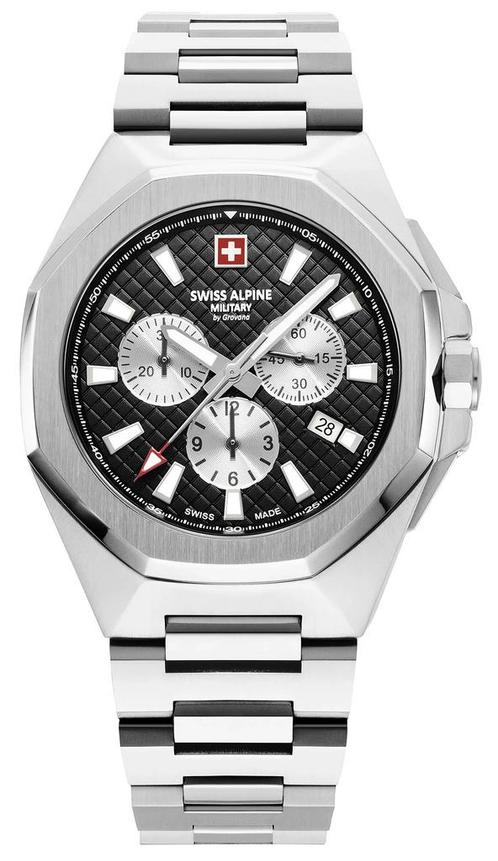Swiss Alpine Military 7005.9137 Typhoon horloge 42 mm, Sieraden, Tassen en Uiterlijk, Horloges | Heren, Staal, Nieuw, Staal, Overige merken