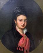 Italiaanse school (XIX) - Dama con sciarpa rossa, Antiek en Kunst, Kunst | Schilderijen | Klassiek