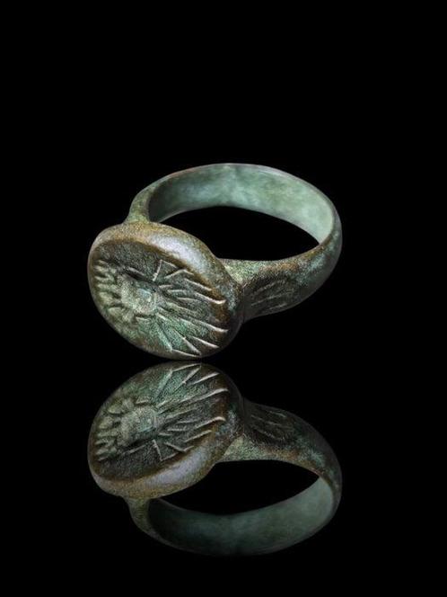 Oud-Romeins Bronze Rare Buste Seal Ring (Zonder, Sieraden, Tassen en Uiterlijk, Antieke sieraden