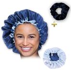 Blauwe Satijnen Slaapmuts / Haar bonnet van Satijn / Satin h, Ophalen of Verzenden, Nieuw