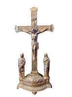 Art Nouveau Crucifix - Metaal - 1920-1930 - Zilverkleurig, Antiek en Kunst