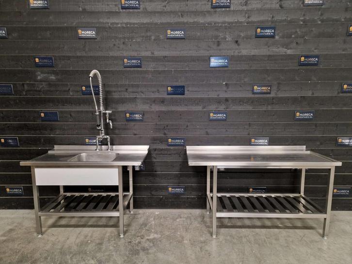 Aan- en afvoertafel | wastafel | RVS, Zakelijke goederen, Horeca | Keukenapparatuur, Gebruikt, RVS Meubilair