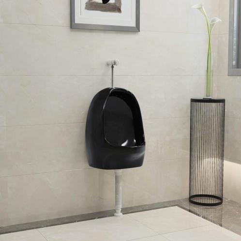 vidaXL Wandurinoir met spoelklep keramiek zwart, Doe-het-zelf en Verbouw, Sanitair, Nieuw, Verzenden