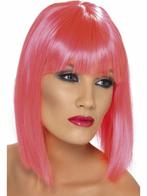 Pruik Glam Neon pink, Kleding | Dames, Carnavalskleding en Feestkleding, Ophalen of Verzenden, Nieuw
