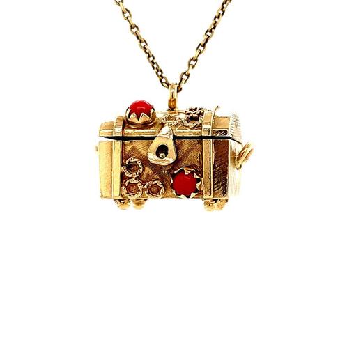 Gouden schatkist hanger 14 krt, Sieraden, Tassen en Uiterlijk, Kettinghangers, Nieuw, Ophalen of Verzenden