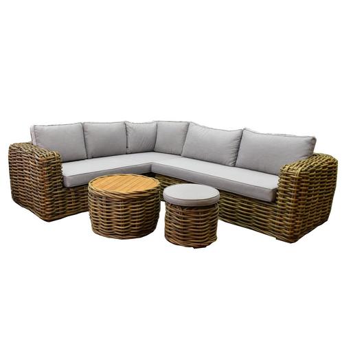 Sumatra XL hoek loungeset 4-delig naturel rotan, Tuin en Terras, Tuinsets en Loungesets, Nieuw, Ophalen of Verzenden
