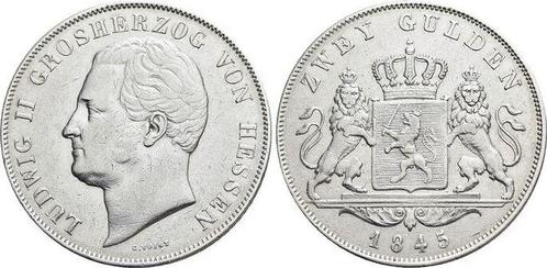 Doppelgulden 1845 Hessen-darmstadt Ludwig Ii 1830-1848, Postzegels en Munten, Munten | Europa | Niet-Euromunten, Verzenden