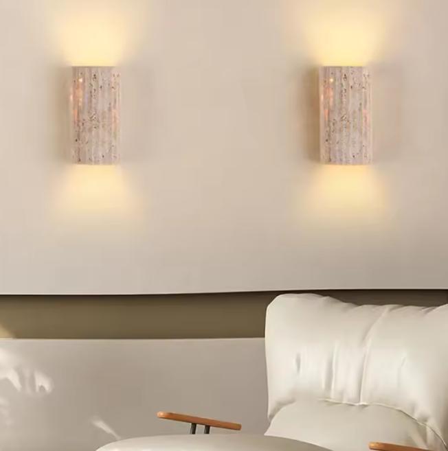 Wabi Sabi Natuursteen Wandlamp – Rustiek LED Design, Huis en Inrichting, Lampen | Plafondlampen, Nieuw, Verzenden