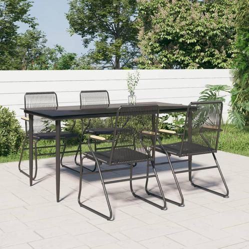 vidaXL 5-delige Tuinset PVC-rattan zwart, Tuin en Terras, Tuinsets en Loungesets, Tuinset, Nieuw, 4 zitplaatsen, Kunststof, Verzenden