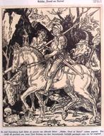 Parodie van de Ridder, Dood en Duivel op spotprent (Lithos), Antiek en Kunst, Kunst | Litho's en Zeefdrukken, Verzenden