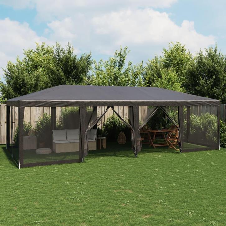 vidaXL Partytent met 12 mesh zijwanden 8x4 m HDPE, Tuin en Terras, Partytenten, Partytent, Nieuw, Verzenden