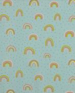 Poplin Katoen Rainbow Glitter Mint, Nieuw, Groen