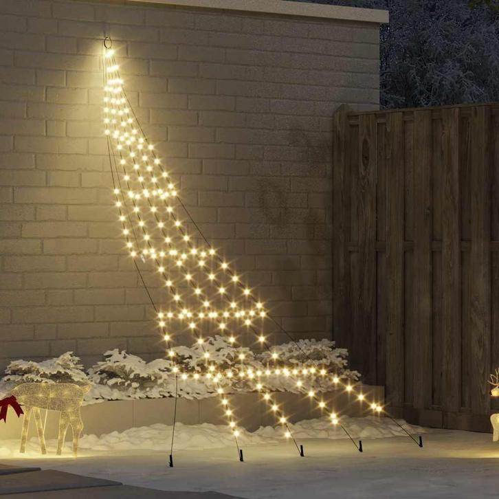 vidaXL LED Kerstboom met Grondspiesjes Warmwit 306 cm Metaal, Diversen, Kerst, Nieuw, Verzenden