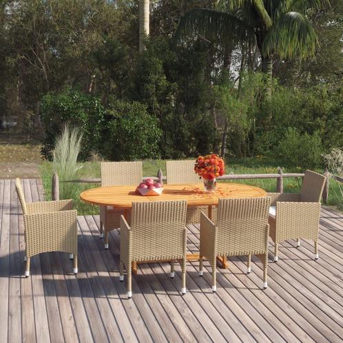 vidaXL 7-delige Tuinset poly rattan beige, Tuin en Terras, Tuinsets en Loungesets, Tuinset, Nieuw, 6 zitplaatsen, Rotan, Verzenden