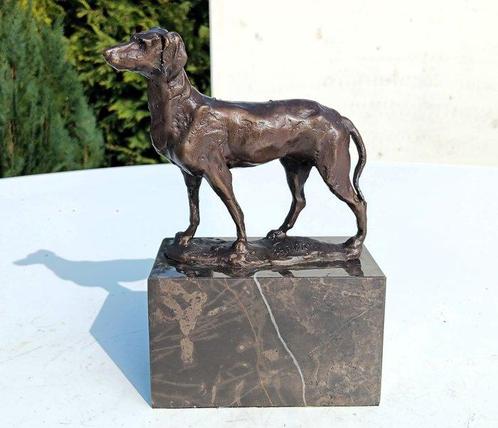 sculptuur, doggie dog - 12 cm - brons marmer, Antiek en Kunst, Kunst | Designobjecten