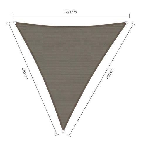 Langhoek schaduwdoek - Taupe - Waterdicht - 3,5 x 4,0 x 4,5, Tuin en Terras, Schaduwdoeken, Ophalen of Verzenden