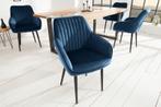 Elegante armleuningstoel TURIJN koningsblauw fluweel met, Huis en Inrichting, Stoelen, Ophalen of Verzenden, Nieuw