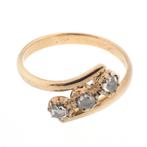 Gouden ring met roos geslepen diamanten | ca. 0,20 ct., Goud, Met edelsteen, Gebruikt, 17 tot 18