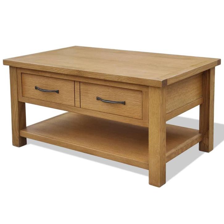 vidaXL Salontafel 88x53x45 cm massief eikenhout, Huis en Inrichting, Tafels | Salontafels, 50 tot 100 cm, Nieuw, 50 tot 100 cm