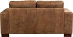 Bruine leren moderne 2-zitsbank - poot hout bruin - Kenia Le, Huis en Inrichting, Banken | Bankstellen, 150 tot 200 cm, Ophalen of Verzenden