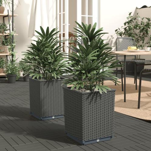 vidaXL Plantenbakken 2 st 30x30x37 cm polypropeen zwart, Tuin en Terras, Bloembakken en Plantenbakken, Minder dan 60 cm, Nieuw