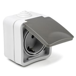 Stopcontact voor buiten | Q-link (Randaarde, Grijs), Doe-het-zelf en Verbouw, Elektra en Kabels, Nieuw, Verzenden