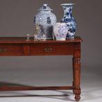 Doorleefde  lange sidetable met 3 laden op gedraaide poten N, Antiek en Kunst, Ophalen of Verzenden