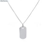 Zilveren ketting graveerbare rechthoek hanger, Verzenden, Nieuw, Zilver