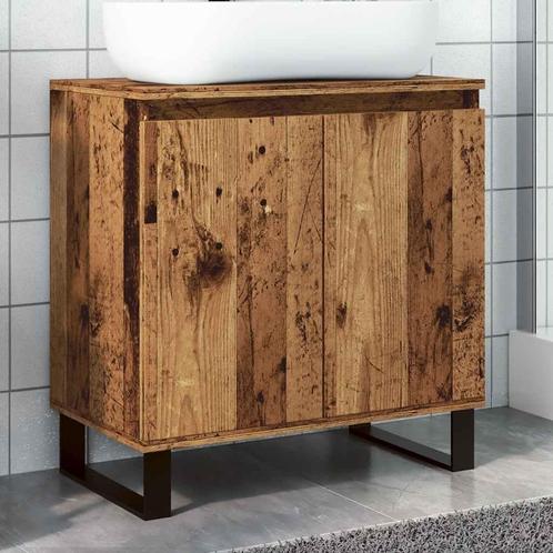 vidaXL Badkamerkast 58x33x60 cm bewerkt hout oud houtkleurig, Huis en Inrichting, Badkamer | Badkamermeubels, Nieuw, Verzenden