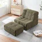 Fauteuil met voetenbank Koskyvn groen [en.casa], Huis en Inrichting, Fauteuils, Verzenden, Nieuw