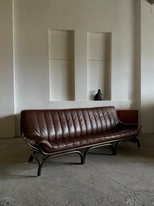 Sofa - Bambus, Leder, Antiek en Kunst, Antiek | Meubels | Stoelen en Banken