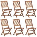 vidaXL Tuinstoelen 6 st inklapbaar massief acaciahout, Tuin en Terras, Tuinstoelen, Verzenden, Nieuw, Hout