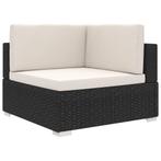 vidaXL Hoekbank 1 st met kussens poly rattan zwart, Verzenden, Nieuw, Rotan