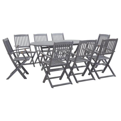 vidaXL 9-delige Tuinset massief acaciahout grijs, Tuin en Terras, Tuinsets en Loungesets, Tuinset, Nieuw, 8 zitplaatsen, Hardhout