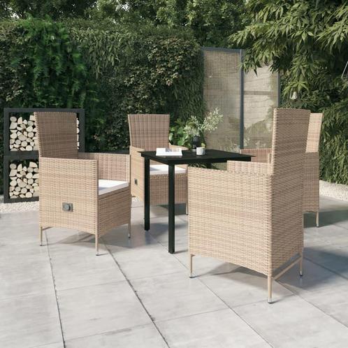 vidaXL 5-delige Tuinset met kussens beige, Tuin en Terras, Tuinsets en Loungesets, Tuinset, Nieuw, 4 zitplaatsen, Rotan, Verzenden