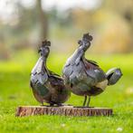 sculptuur, Twee grote kippen - 350 mm - Metaal