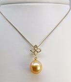 Hanger 11x12mm Diepe Gouden Zuidzee Parel Druppel - 14 kt.