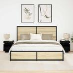 vidaXL Nachtkast 2 pcs Zwart eiken 40 x 39 x 48.5 cm Bewerkt, Minder dan 45 cm, Verzenden, Nieuw, Minder dan 55 cm