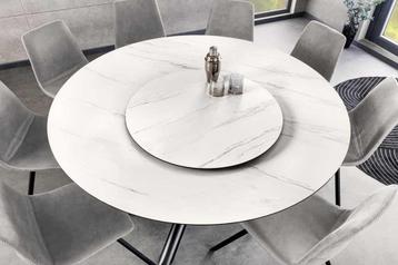Ronde eettafel SPIN 150cm wit keramiek marmer design zwart beschikbaar voor biedingen