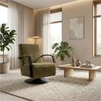 Leren draaifauteuil Mood - Kenia Olive (olijf) -, Huis en Inrichting, Fauteuils, Nieuw, Ophalen of Verzenden, 50 tot 75 cm, Industrieel, Modern