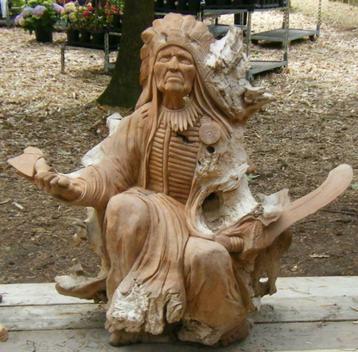 indiaan beeld, teak hout indianen tuinbeelden, sculptuur,