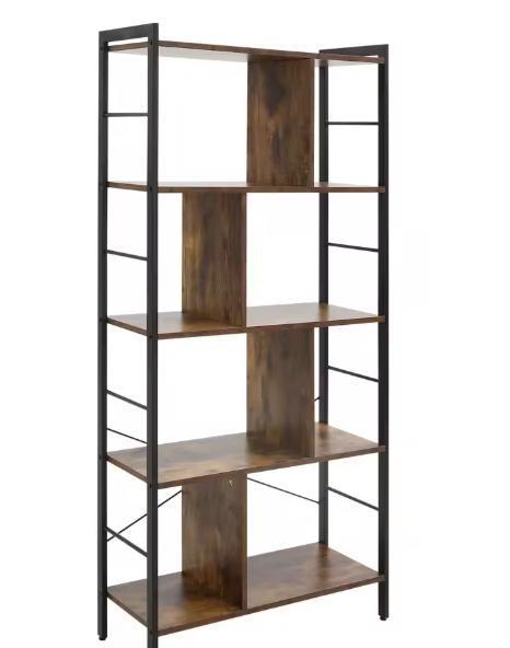 Rustiek Bruine Boekenkast – 4 Niveaus Industrieel Design, Huis en Inrichting, Kasten | Boekenkasten, Nieuw, Verzenden