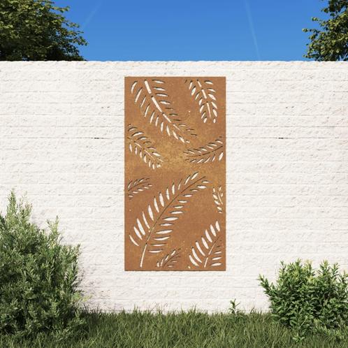 vidaXL Wanddecoratie tuin bladontwerp 105x55 cm cortenstaal, Huis en Inrichting, Woonaccessoires | Schilderijen, Tekeningen en Foto's