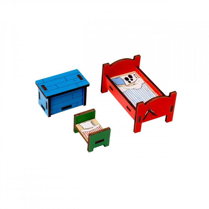 Pippi Langkous - Houten meubelset nr.2 (Poppenhuizen), Kinderen en Baby's, Speelgoed | Poppenhuizen, Nieuw, Ophalen of Verzenden