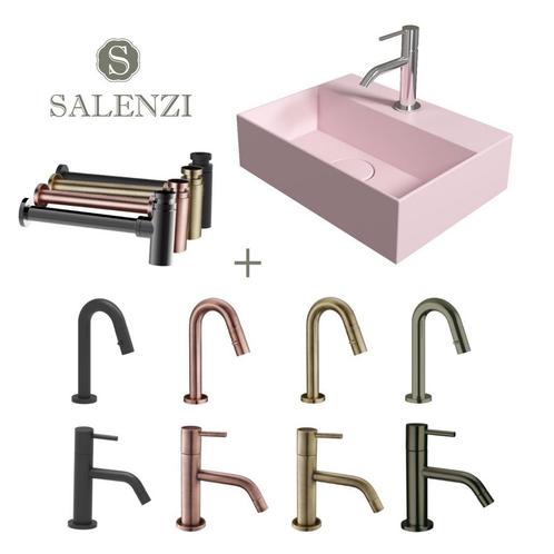 Salenzi Fonteinset Spy 40x30 cm Mat Roze (Keuze uit 8 kranen, Doe-het-zelf en Verbouw, Sanitair, Overige typen, Nieuw, Chroom
